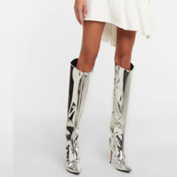 Arqa Metallic Knee High Boots Stiletto Heel Wide Calf  Pointed Toe size 10 43 - Picture 10 of 11